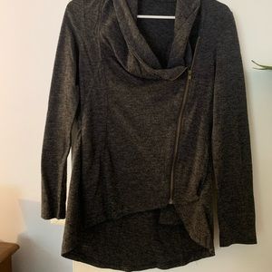 Heather grey wrap sweater with side zip